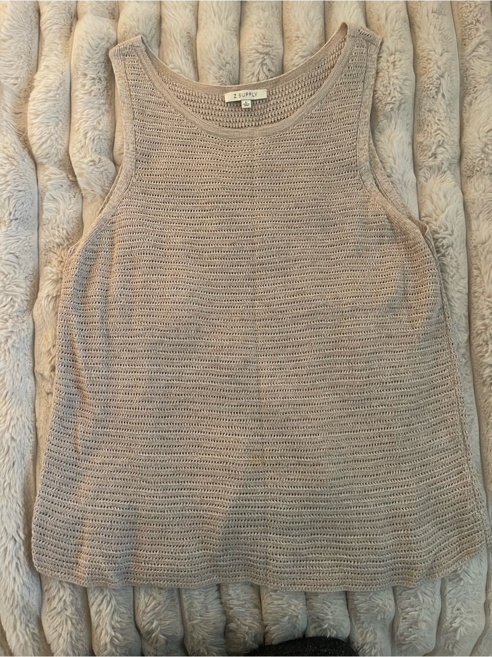 Z Supply Open-Weave Off-the-Shoulder Sweater in Light Taupe
